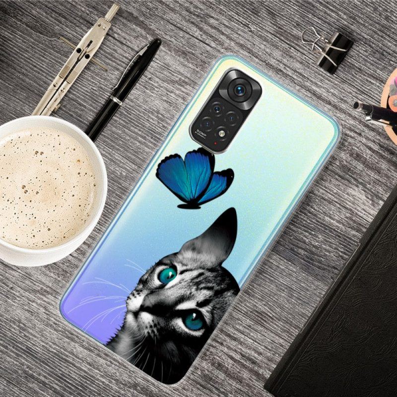 Handyhülle Für Xiaomi Redmi Note 11 / 11S Katze Und Schmetterling