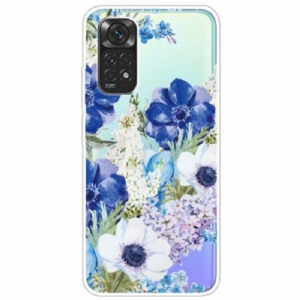 Hülle Für Xiaomi Redmi Note 11 / 11S Nahtlose Aquarellblaue Blumen