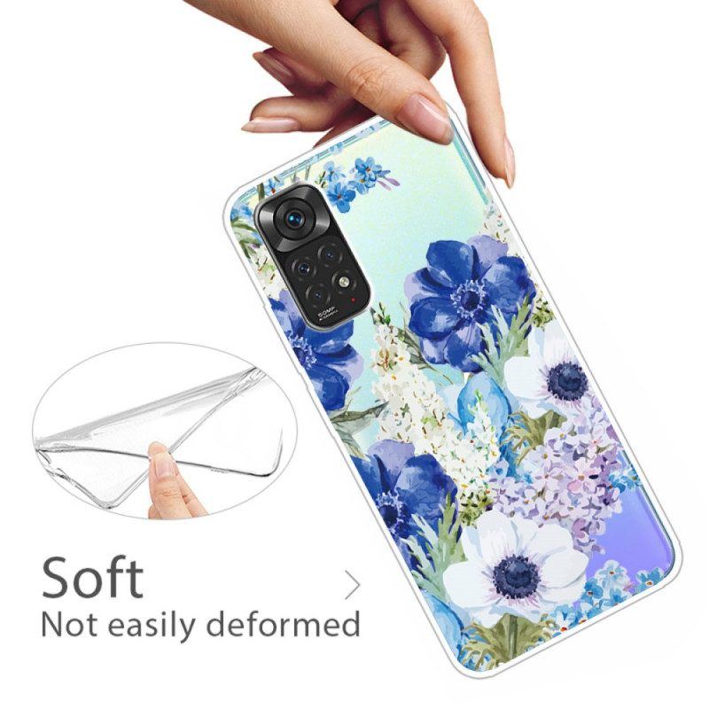 Hülle Für Xiaomi Redmi Note 11 / 11S Nahtlose Aquarellblaue Blumen