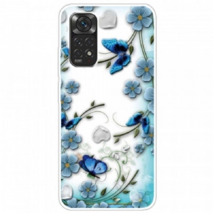 Hülle Für Xiaomi Redmi Note 11 / 11S Nahtlose Retro-schmetterlinge Und Blumen