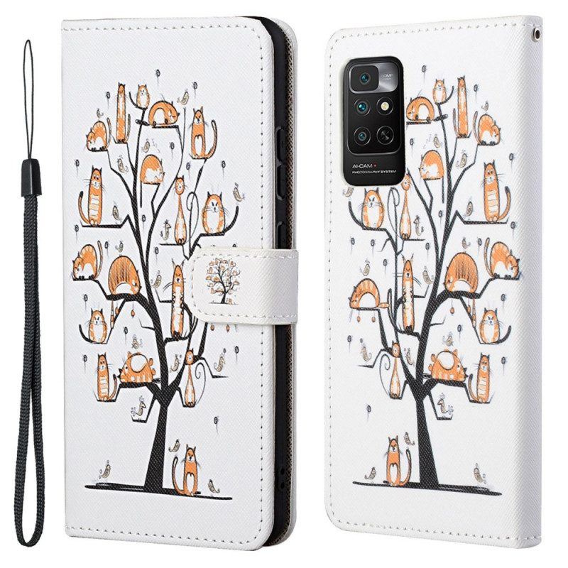 Lederhüllen Für Xiaomi Redmi Note 11 / 11S Mit Kordel Funky Cats Mit Riemen