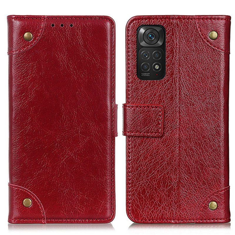 Lederhüllen Für Xiaomi Redmi Note 11 / 11S Stil: Nappaleder Mit Vintage-nieten