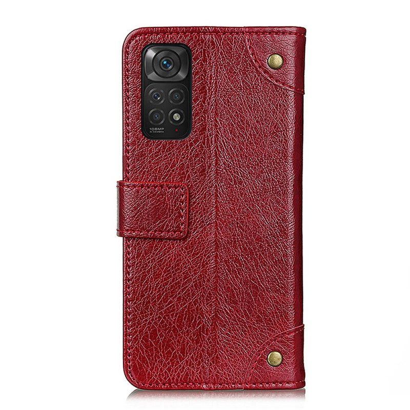 Lederhüllen Für Xiaomi Redmi Note 11 / 11S Stil: Nappaleder Mit Vintage-nieten