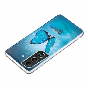 Handyhülle Für Samsung Galaxy S22 Plus 5G Leuchtender Blauer Schmetterling