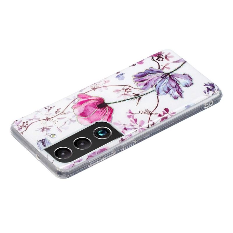 Handyhülle Für Samsung Galaxy S22 Plus 5G Violettes Blumensilikon