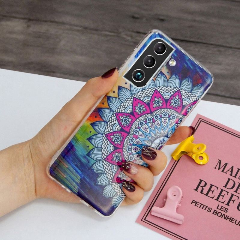 Hülle Für Samsung Galaxy S22 Plus 5G Leuchtendes Buntes Mandala