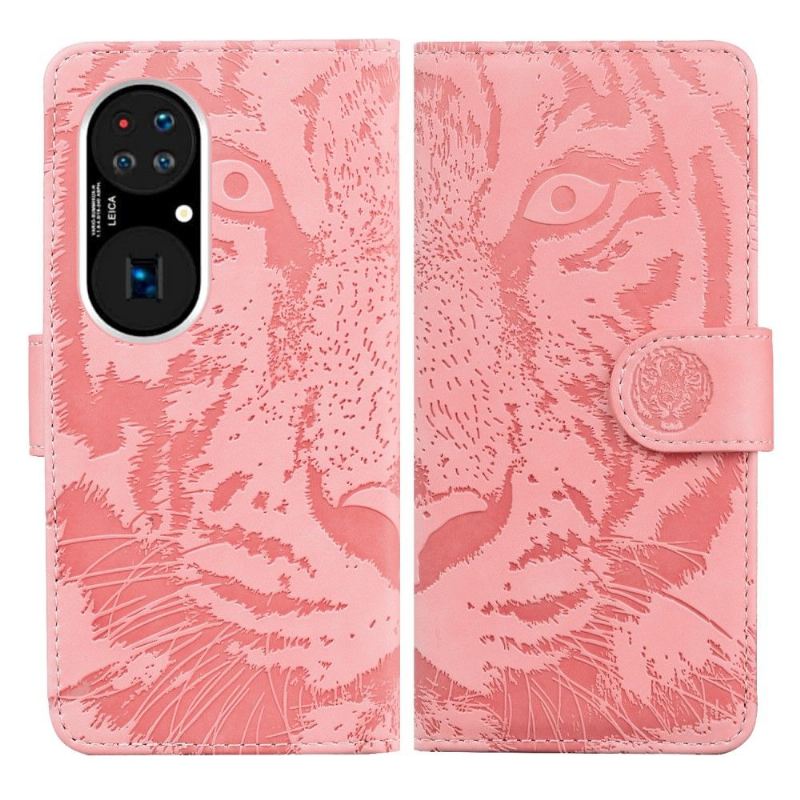 Flip Case Für Huawei P50 Pro Geprägter Tiger