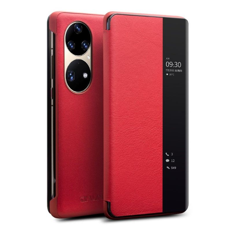 Lederhüllen Für Huawei P50 Pro Flip Case Lederfenster