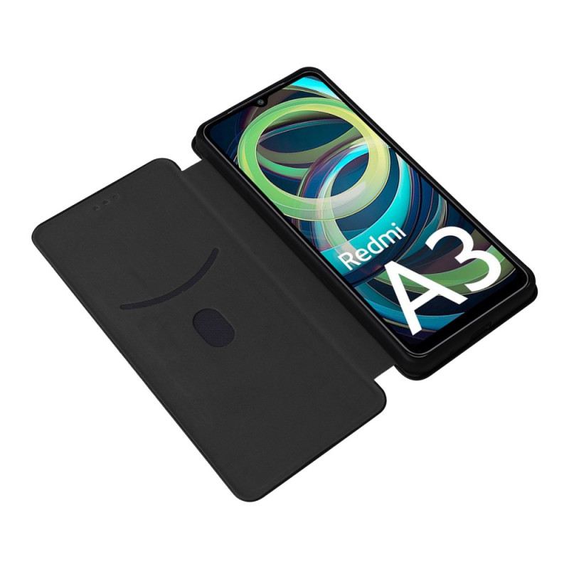 Flip Case Poco C61 Kohlefaser