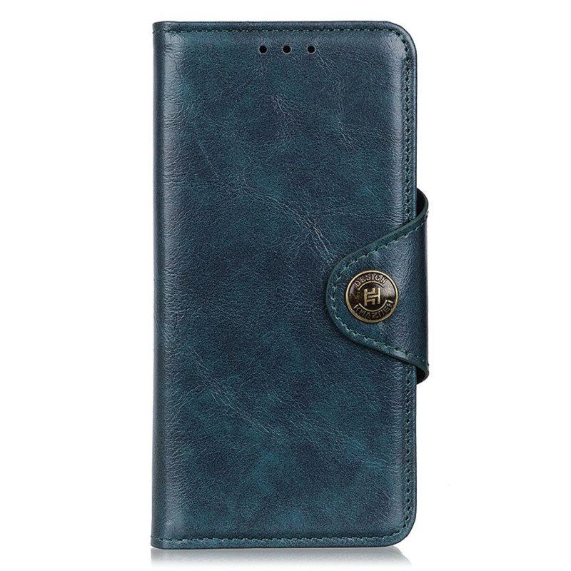 Flip Case Für Xiaomi Redmi Note 12 4G Khazneh-knopf Aus Lacklederimitat