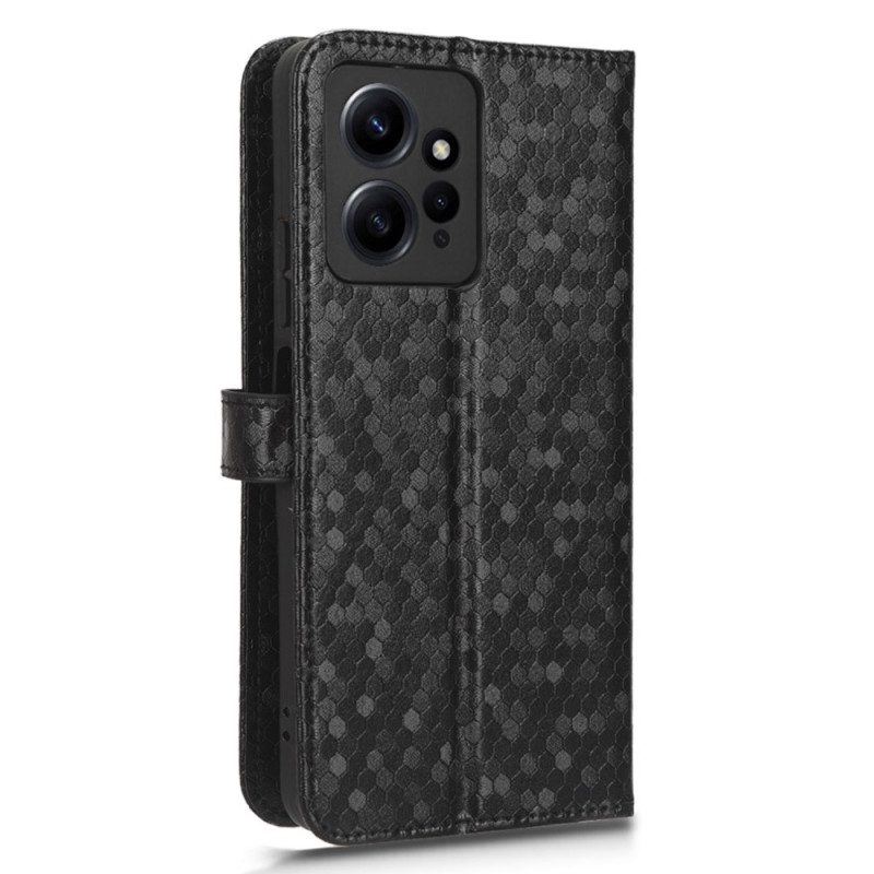 Flip Case Für Xiaomi Redmi Note 12 4G Mit Kordel 3d-riemchendesign