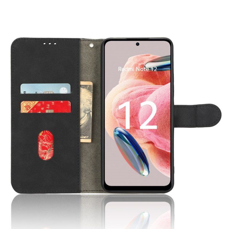 Flip Case Für Xiaomi Redmi Note 12 4G Schlichter Lederstil