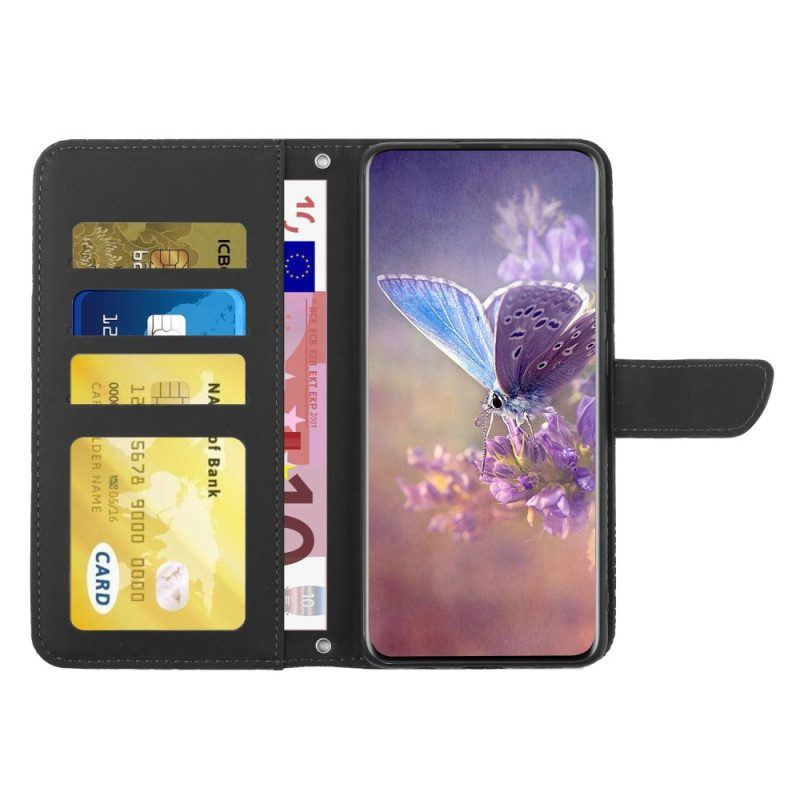 Flip Case Für Xiaomi Redmi Note 12 4G Schmetterlinge Und Schlüsselband