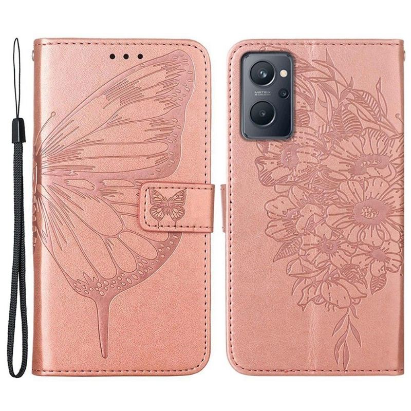 Lederhüllen Für Realme 9i Schmetterlingsblumen-kartenhalter