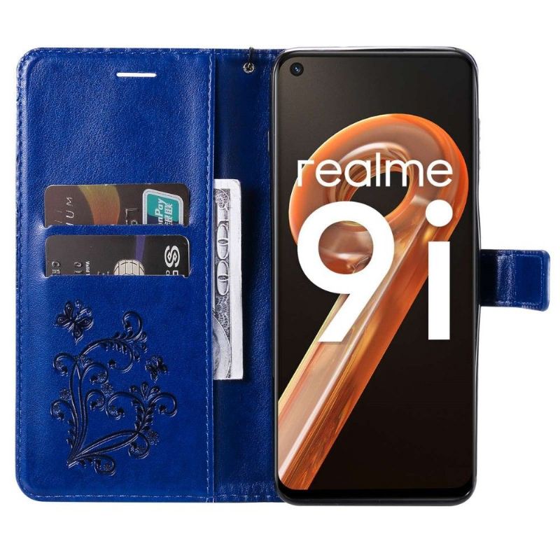 Lederhüllen Für Realme 9i Unterstützungsfunktion Schmetterlinge