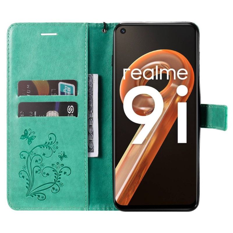 Lederhüllen Für Realme 9i Unterstützungsfunktion Schmetterlinge