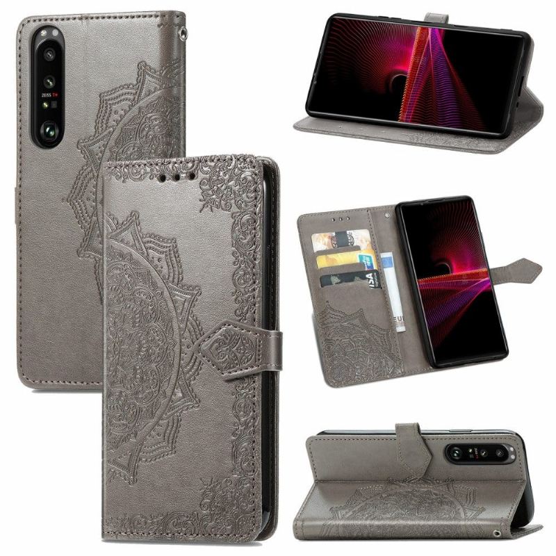 Flip Case Für Sony Xperia 1 III Relief-mandala