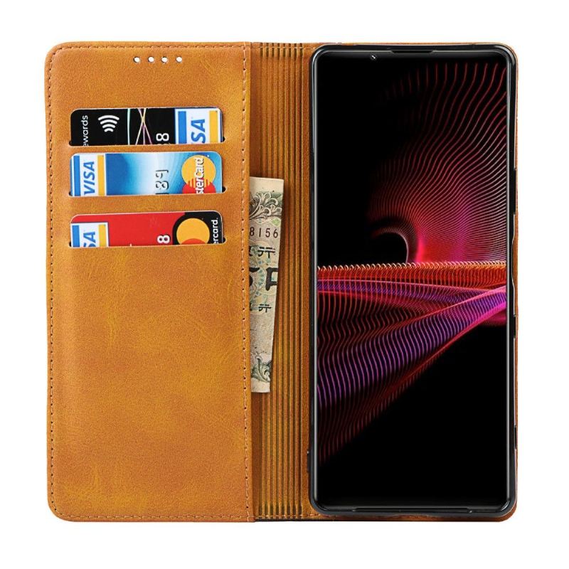 Lederhüllen Für Sony Xperia 1 III Lisa Zweifarbiges Kunstleder