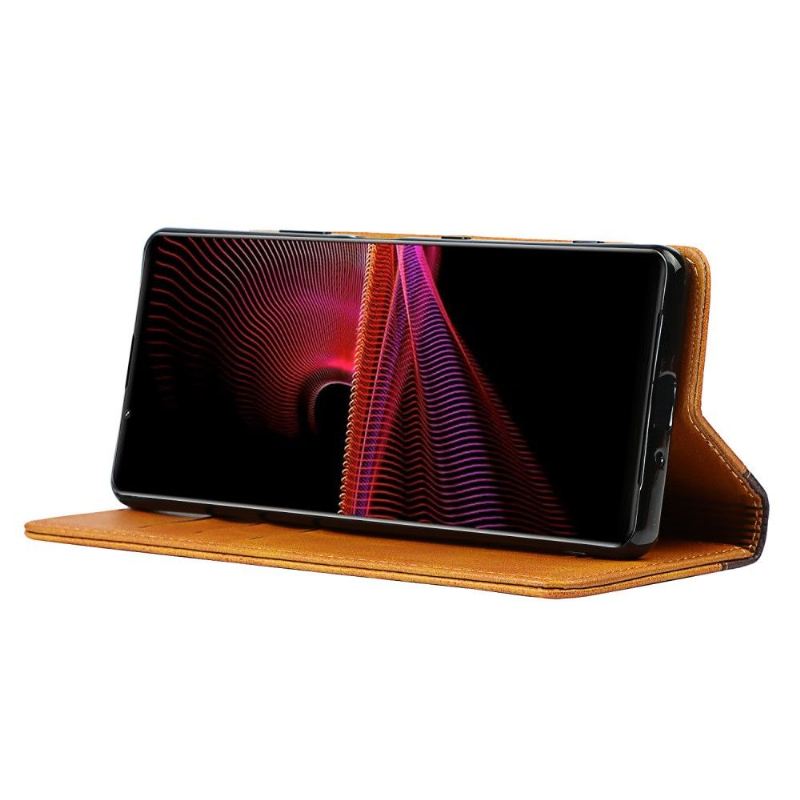 Lederhüllen Für Sony Xperia 1 III Lisa Zweifarbiges Kunstleder