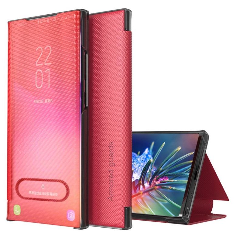 Handyhülle Für Samsung Galaxy M12 Schutzhülle Flip Case Kohlefaser