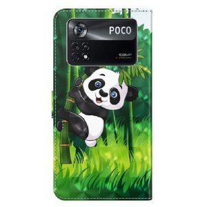 Lederhüllen Für Poco X4 Pro 5G Sitzender Panda