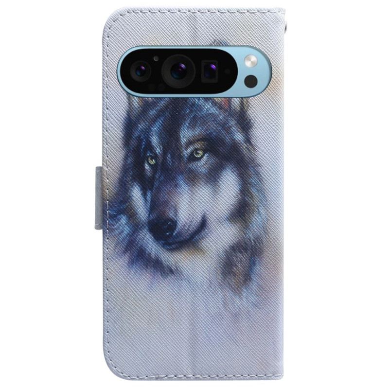 Lederhüllen Für Google Pixel 9 Aquarell Wolf