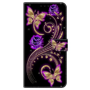 Lederhüllen Google Pixel 9 Violette Blumen Und Schmetterlinge