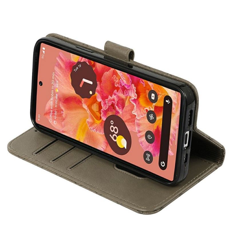 Lederhüllen Für Google Pixel 6 Schutzhülle Flip Case Gitterklappe