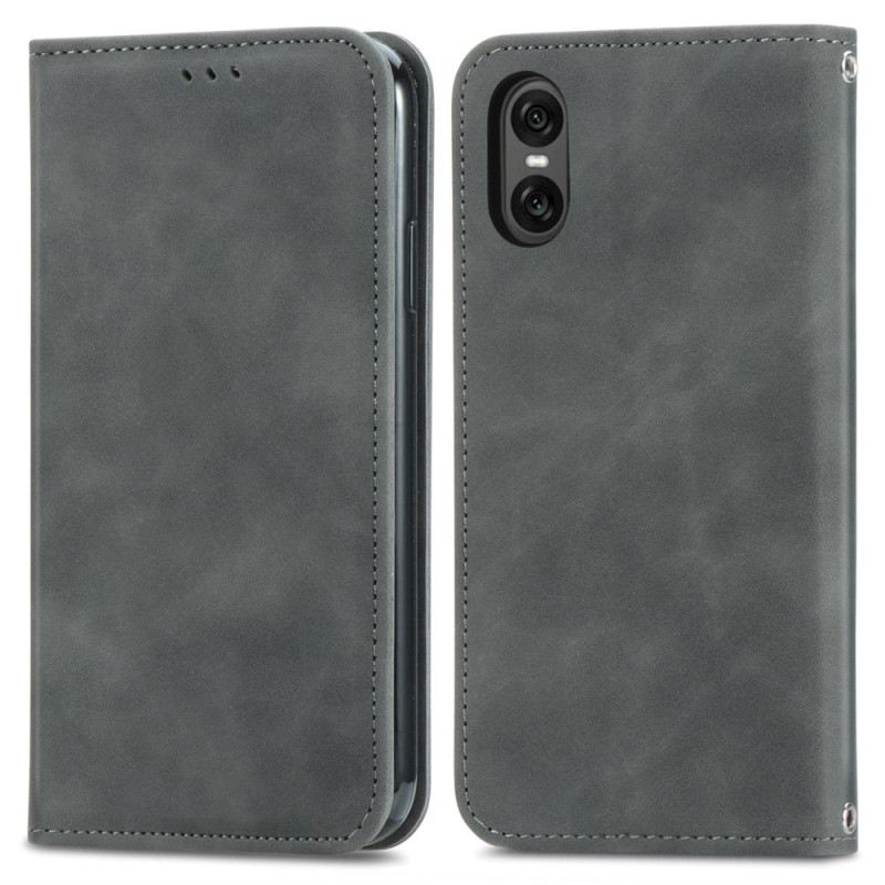 Flip Case Sony Xperia 10 Vi Handyhülle Wildledereffekt