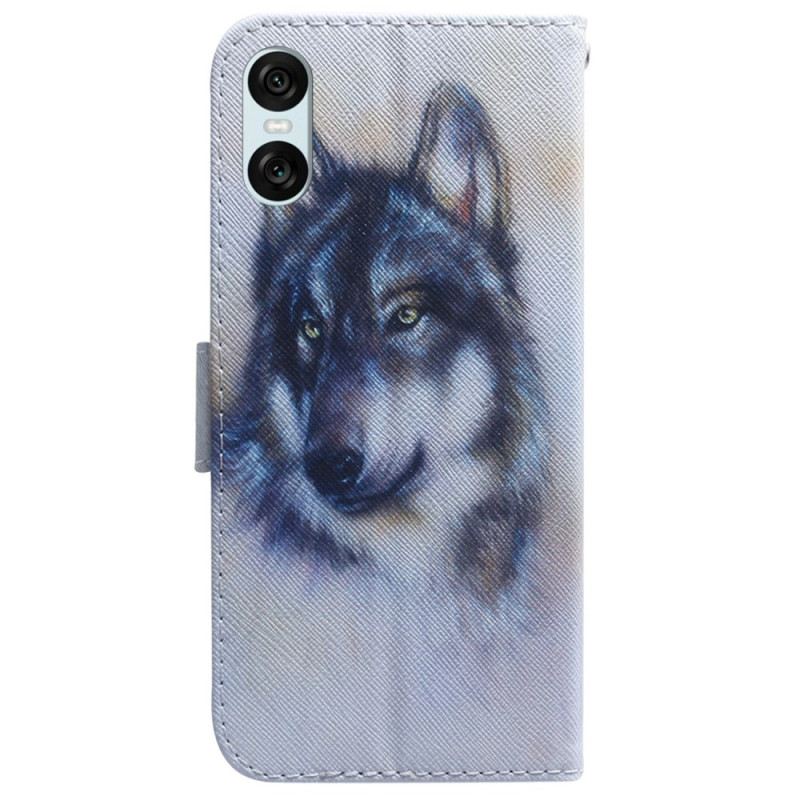 Lederhüllen Für Sony Xperia 10 Vi Aquarell Wolf