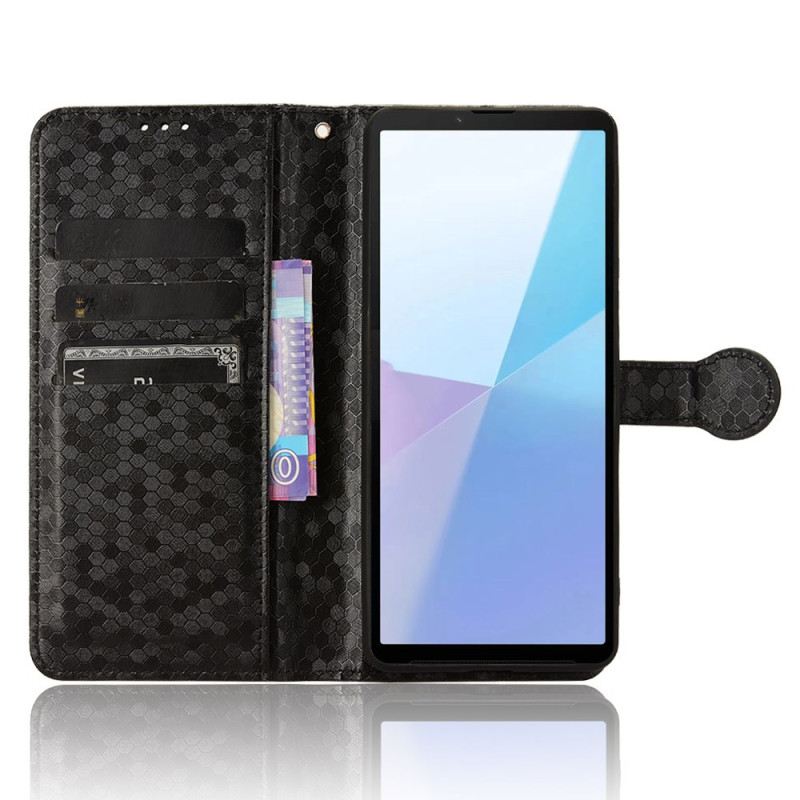 Lederhüllen Sony Xperia 10 Vi Glänzende Punkte Mit Riemen