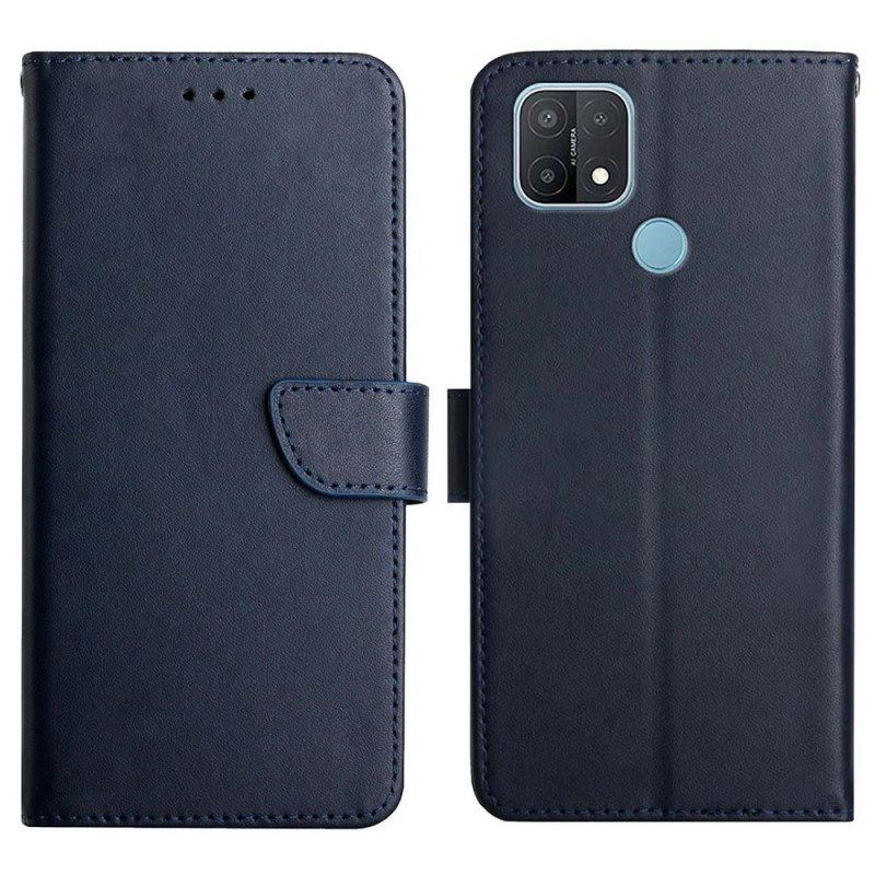 Flip Case Für Oppo A15 Echtes Nappaleder