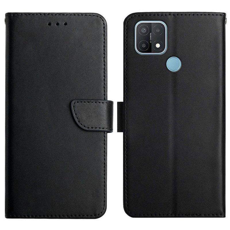 Flip Case Für Oppo A15 Echtes Nappaleder