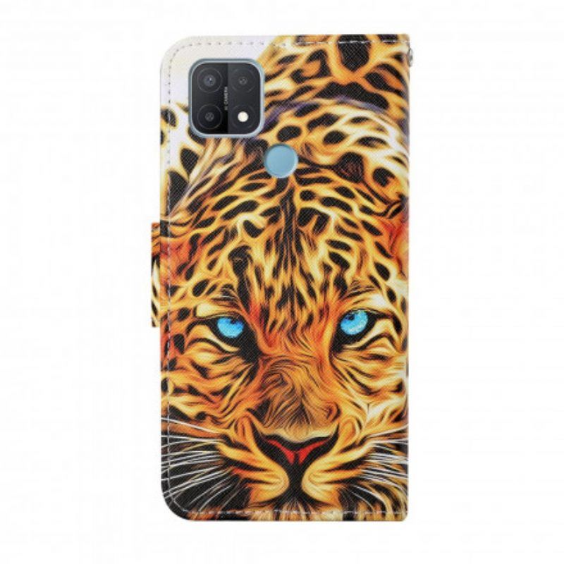 Flip Case Für Oppo A15 Tiger Mit Schlüsselband