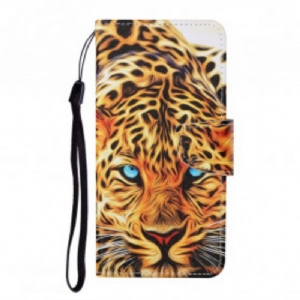 Flip Case Für Oppo A15 Tiger Mit Schlüsselband