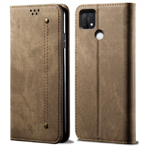 Schutzhülle Für Oppo A15 Flip Case Denim-stoff