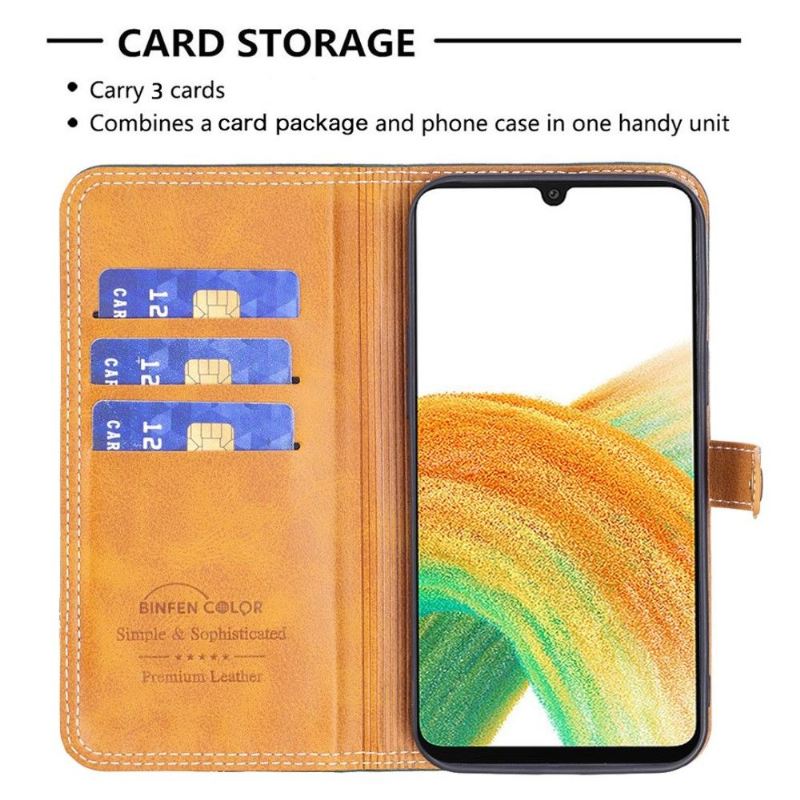 Flip Case Für Samsung Galaxy M23 5G Binfen Series-8 Freiliegende Nähte