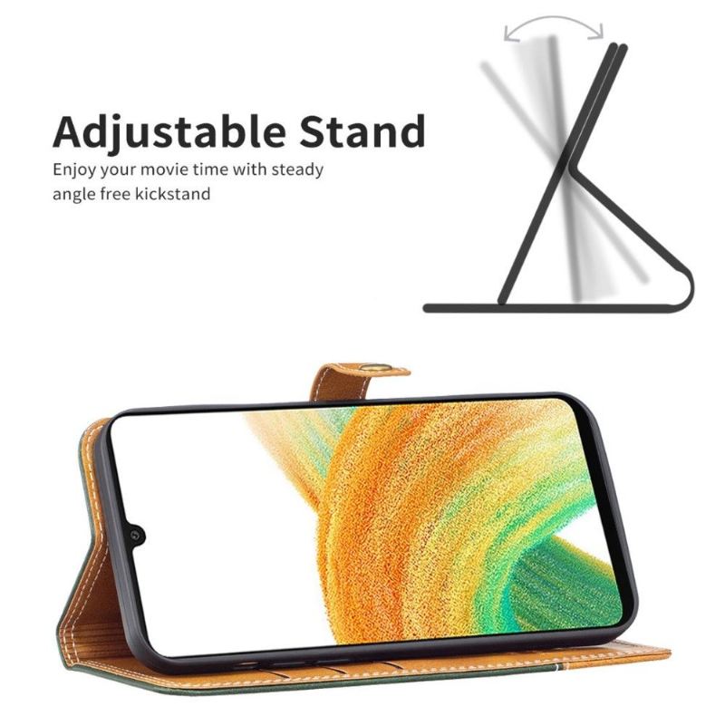 Flip Case Für Samsung Galaxy M23 5G Binfen Series-8 Freiliegende Nähte