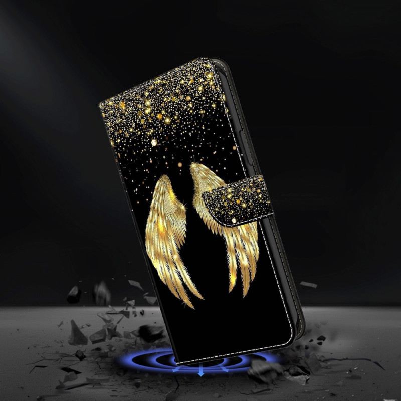 Lederhüllen Für Samsung Galaxy A15 Goldene Flügel