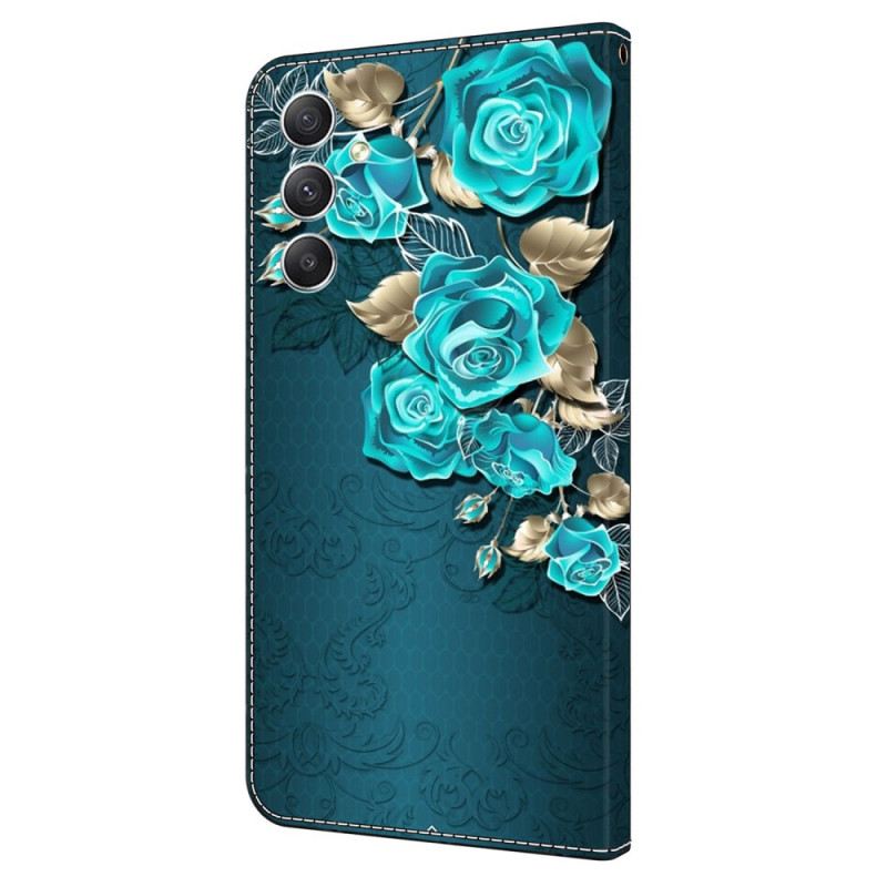 Lederhüllen Samsung Galaxy A15 Blaue Rosen