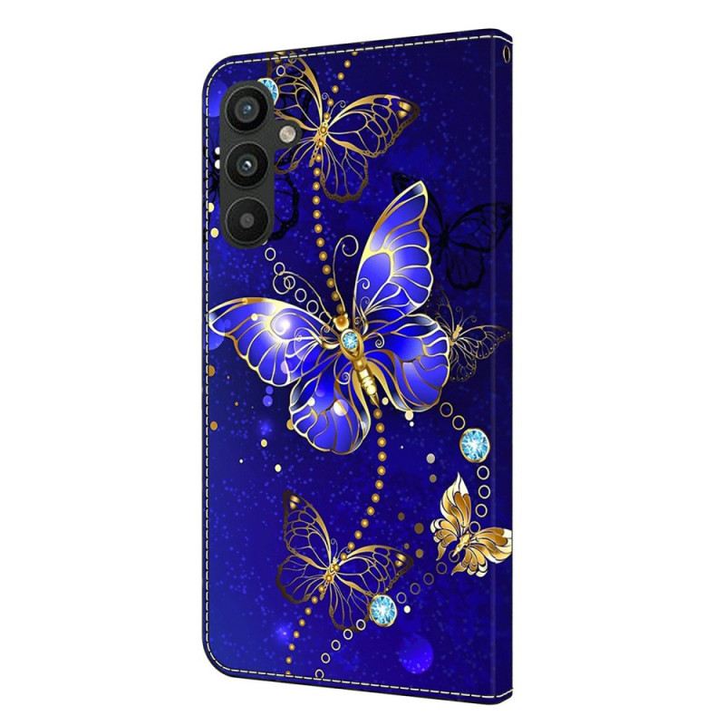 Lederhüllen Samsung Galaxy A15 Handyhülle Diamant-schmetterling