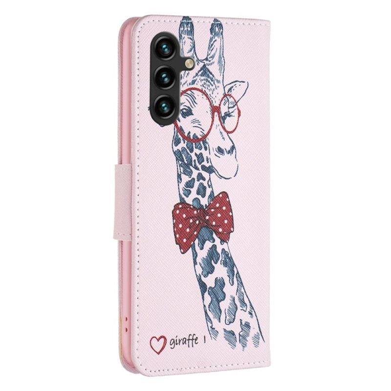 Lederhüllen Samsung Galaxy A15 Handyhülle Intellektuelle Giraffe