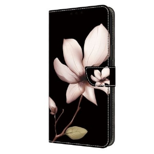 Lederhüllen Samsung Galaxy A15 Handyhülle Rosa Blumen Auf Schwarzem Hintergrund