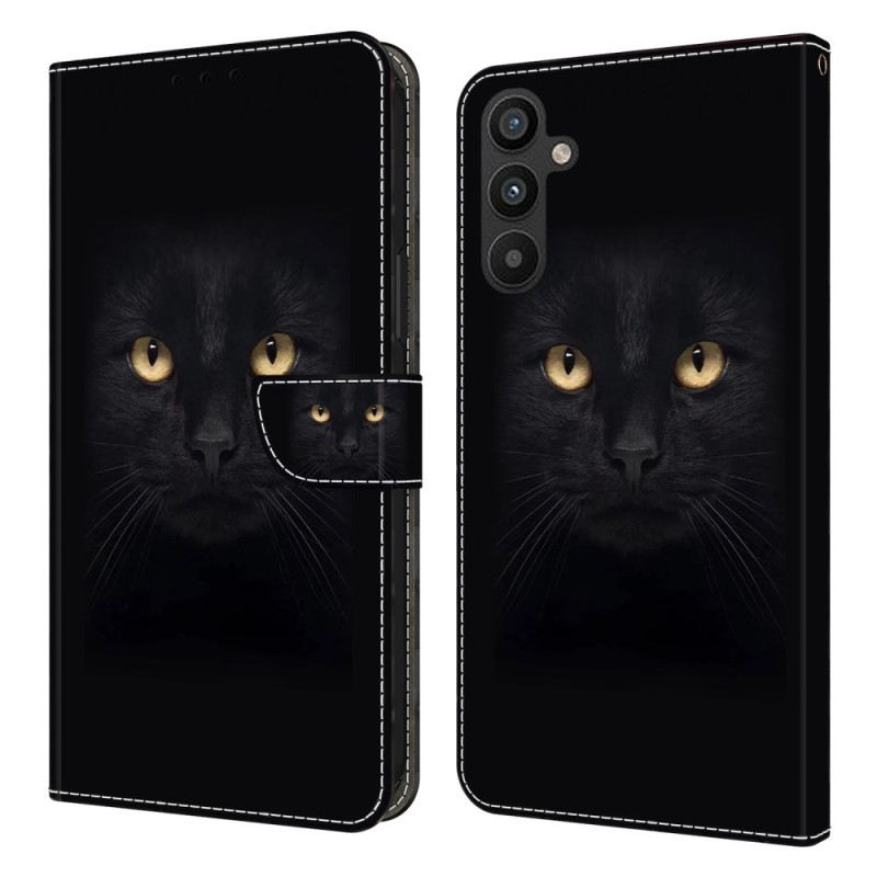 Lederhüllen Samsung Galaxy A15 Handyhülle Schwarze Katze