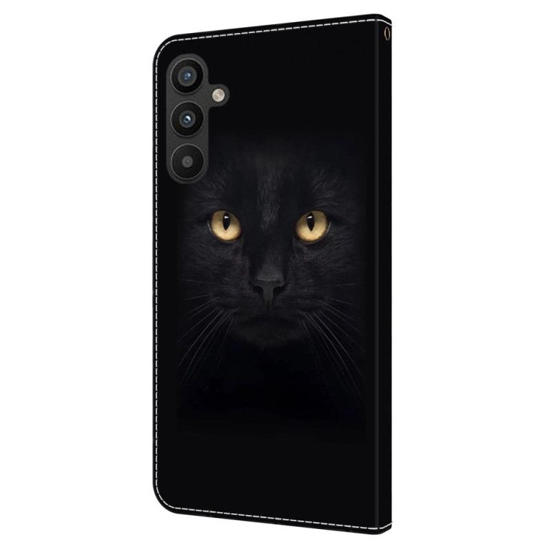 Lederhüllen Samsung Galaxy A15 Handyhülle Schwarze Katze