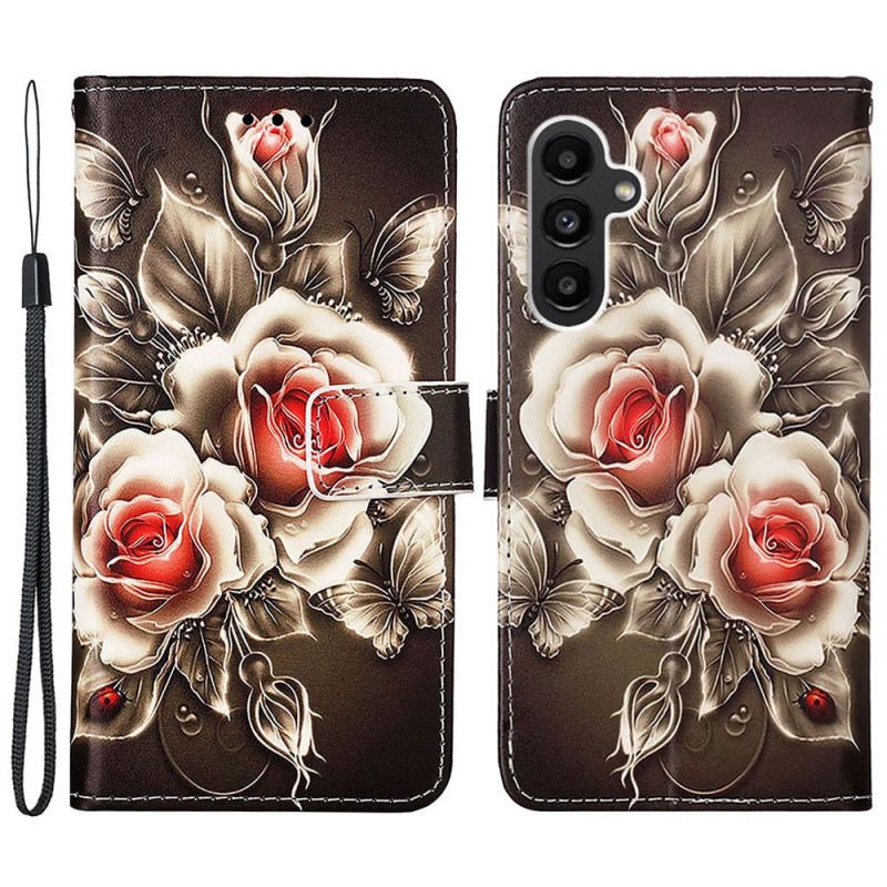 Lederhüllen Samsung Galaxy A15 Riemenrosen