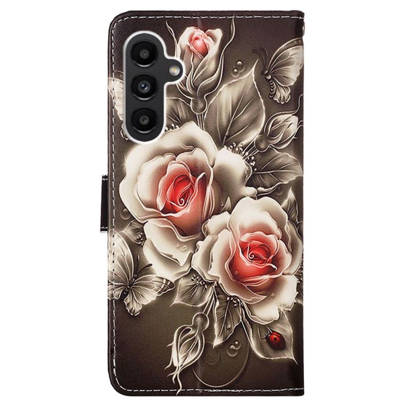 Lederhüllen Samsung Galaxy A15 Riemenrosen