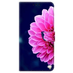 Lederhüllen Samsung Galaxy A15 Rosa Blumen Auf Blauem Hintergrund