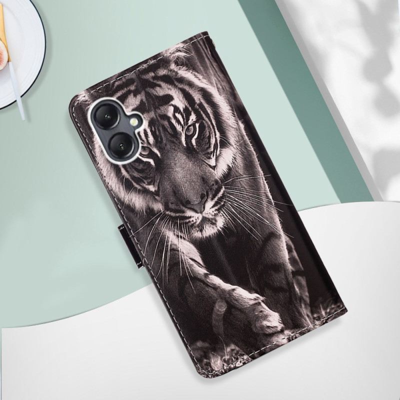 Lederhüllen Samsung Galaxy A15 Tiger Mit Riemen