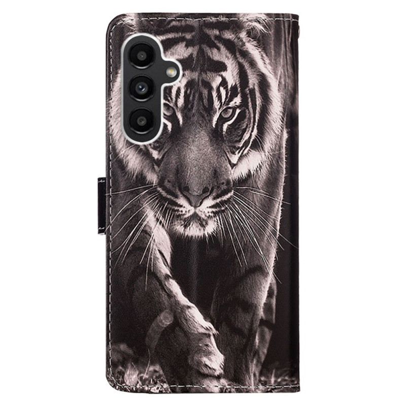 Lederhüllen Samsung Galaxy A15 Tiger Mit Riemen